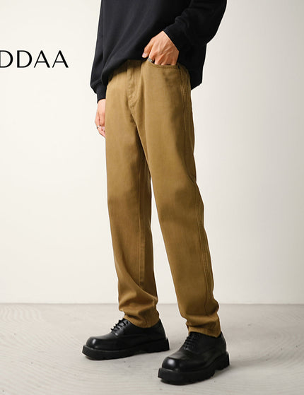 Khaki Stretch Straight Leg Jeans for Men Casual Wear - 28 / Khaki - Men’s Jeans