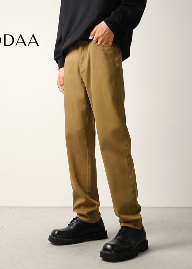 Khaki Stretch Straight Leg Jeans for Men Casual Wear - 28 / Khaki - Men’s Jeans