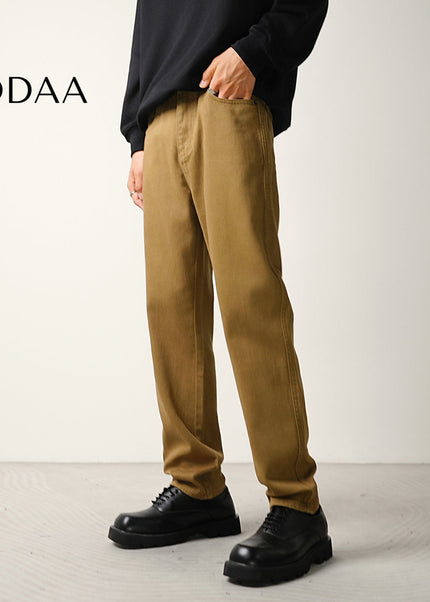 Khaki Stretch Straight Leg Jeans for Men Casual Wear - 28 / Khaki - Men’s Jeans