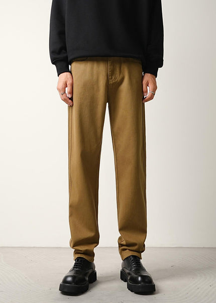 Khaki Stretch Straight Leg Jeans for Men Casual Wear - Men’s Jeans