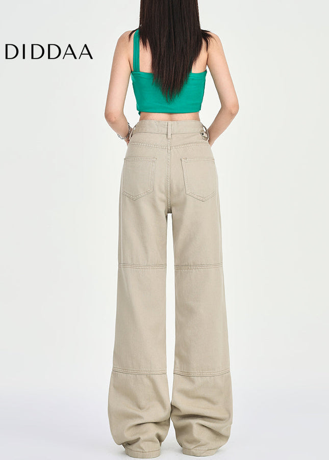 Khaki Thin Low-Rise Flared Cargo Pants Women’s 2025 - Women’s Jeans