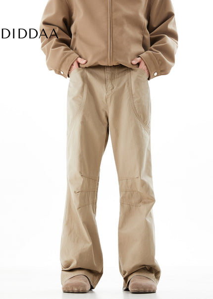 Khaki Vintage Wash Cargo Pants for Men Bootcut Fit - Men’s Jeans