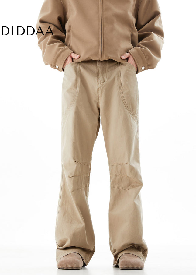 Khaki Vintage Wash Cargo Pants for Men Bootcut Fit - Men’s Jeans