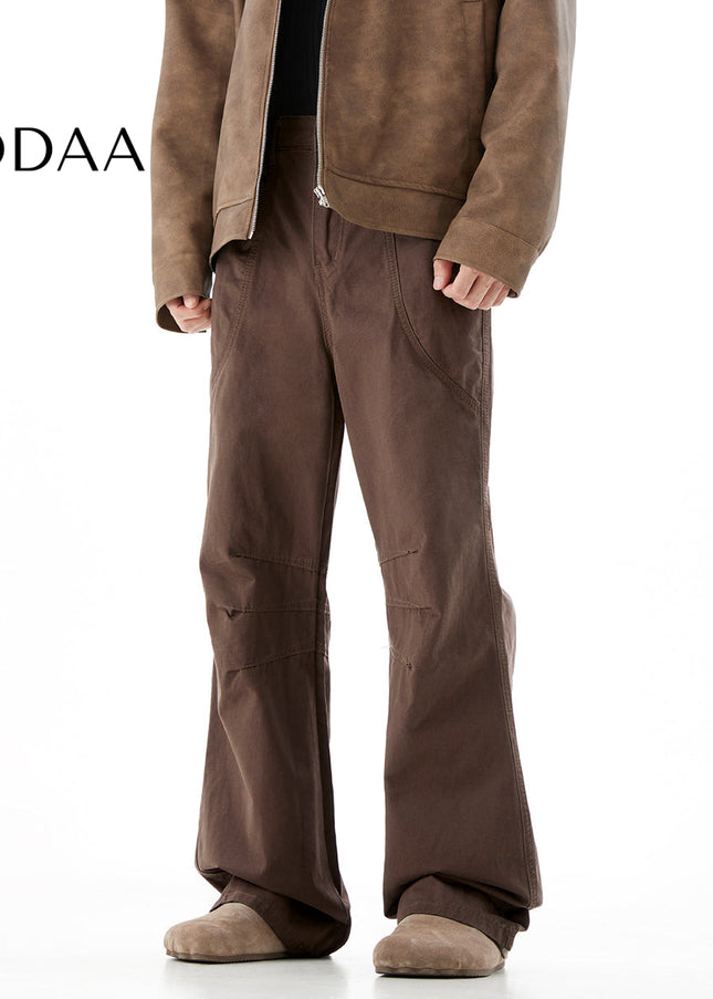 Khaki Vintage Wash Cargo Pants for Men Bootcut Fit - S / Brown - Men’s Jeans