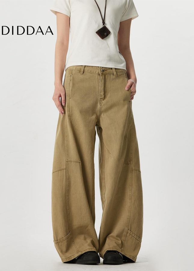 Khaki Wide Leg Straight Jeans for Men and Women - Men’s Jeans