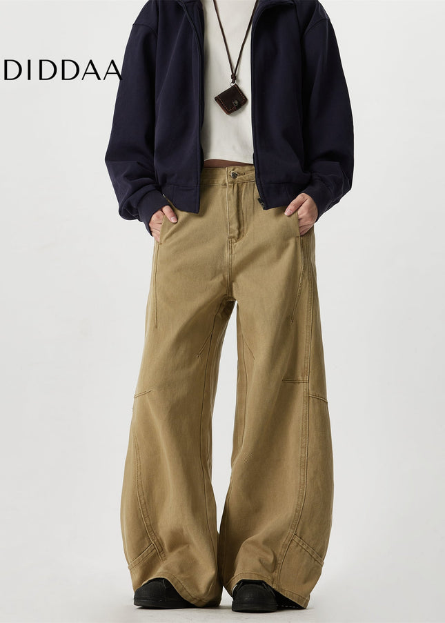 Khaki Wide Leg Straight Jeans for Men and Women - Men’s Jeans