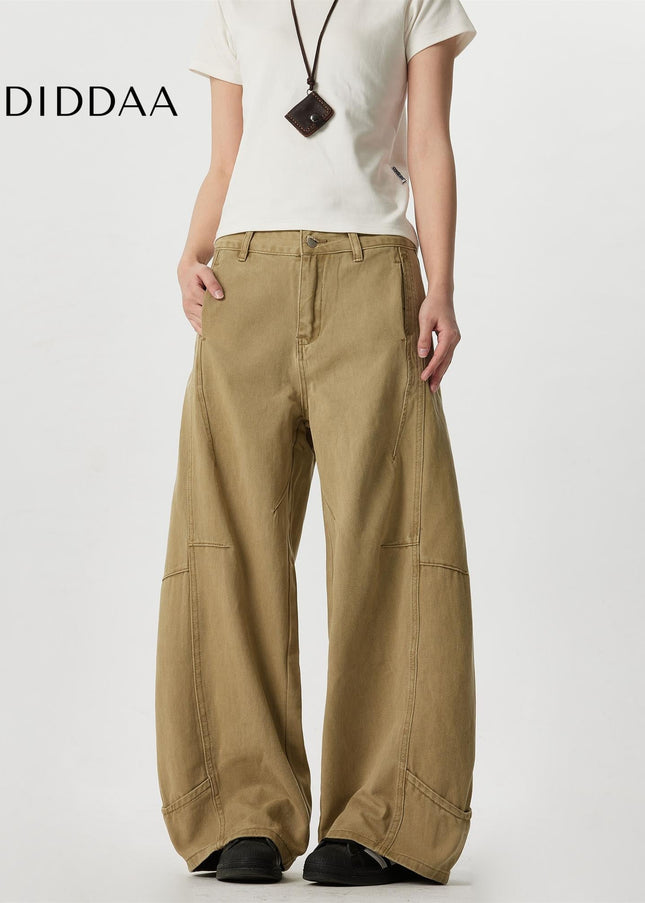 Khaki Wide Leg Straight Jeans for Men and Women - Men’s Jeans