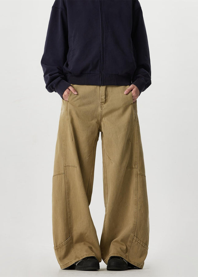 Khaki Wide Leg Straight Jeans for Men and Women - Men’s Jeans