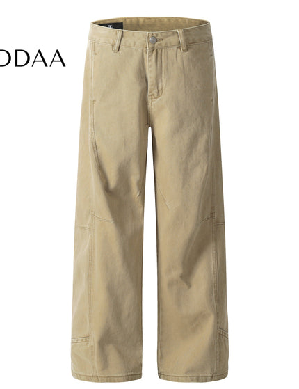 Khaki Wide Leg Straight Jeans for Men and Women - Khaki / S - Men’s Jeans