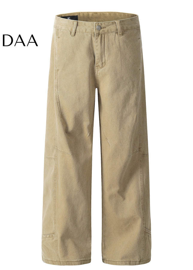 Khaki Wide Leg Straight Jeans for Men and Women - Khaki / S - Men’s Jeans