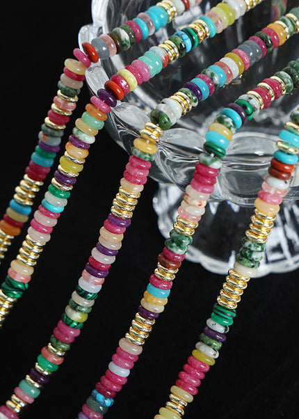 European and American new high-end national style light luxury personality natural stone abacus beads handmade beaded necklace jewelry women