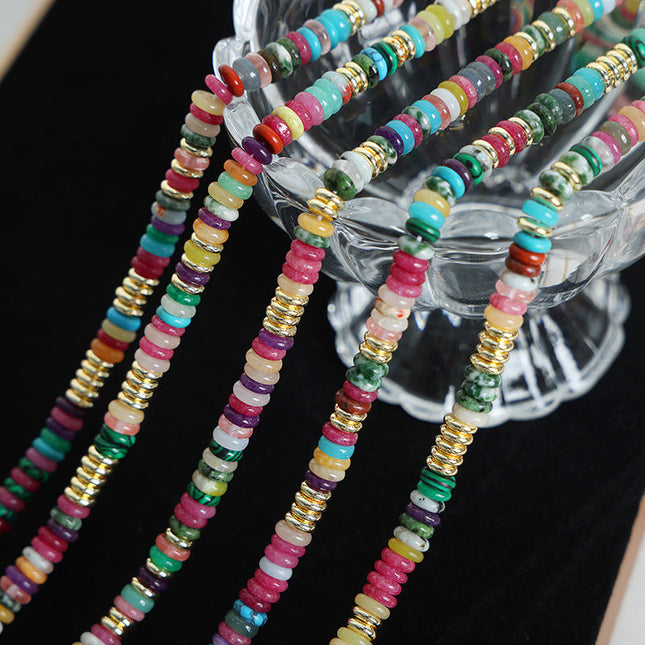 European and American new high-end national style light luxury personality natural stone abacus beads handmade beaded necklace jewelry women