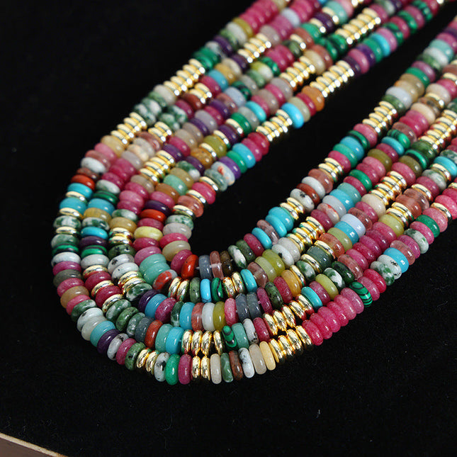 European and American new high-end national style light luxury personality natural stone abacus beads handmade beaded necklace jewelry women