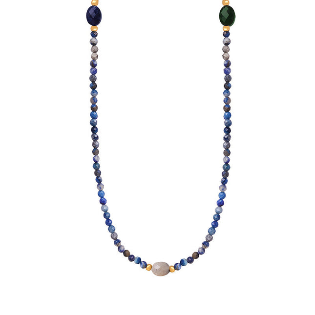 European and American cross-border retro high-end niche design natural stone crystal faceted stone handmade beaded necklace jewelry women