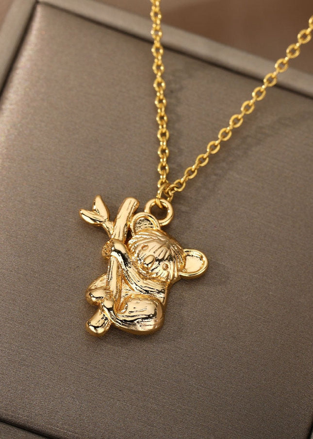 Koala Pendant Necklace | Gold Silver Animal Chain - Gold - Necklaces