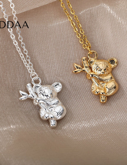 Koala Pendant Necklace | Gold Silver Animal Chain - Silver - Necklaces