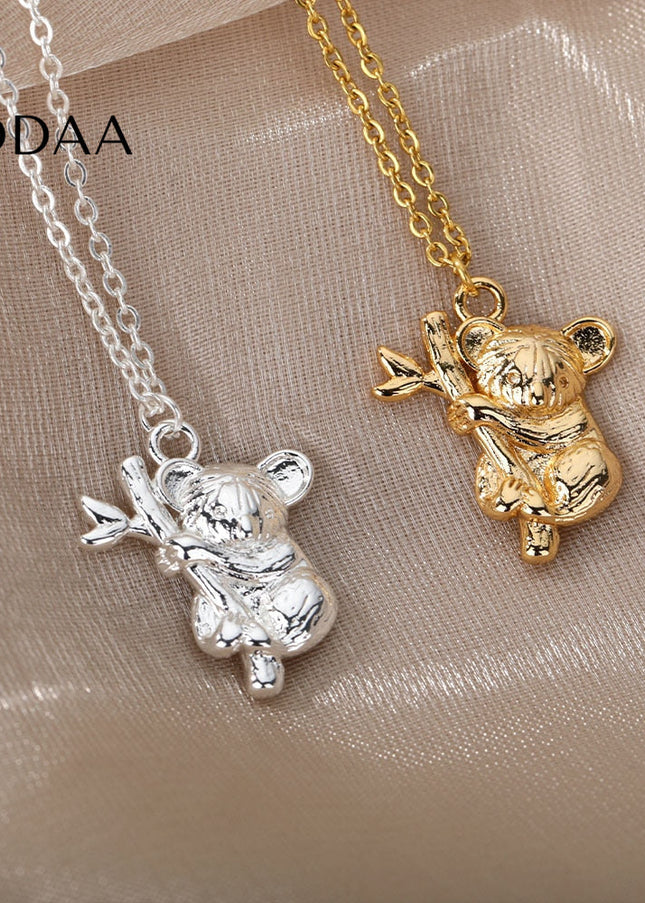 Koala Pendant Necklace | Gold Silver Animal Chain - Silver - Necklaces