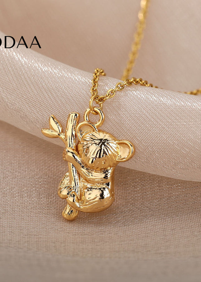 Koala Pendant Necklace | Gold Silver Animal Chain - Necklaces