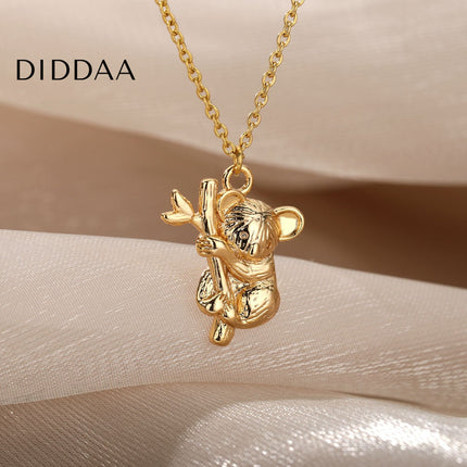 Koala Pendant Necklace | Gold Silver Animal Chain - Necklaces