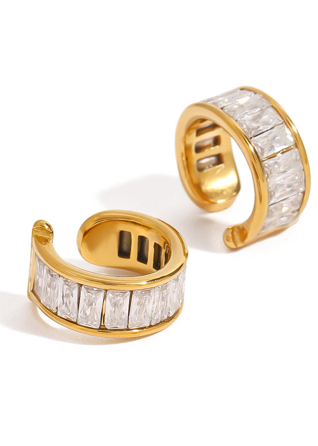 Jieding European and American stainless steel pierced ear clips, high-end rhinestone ear skull clips, titanium steel earrings, cross-border earrings