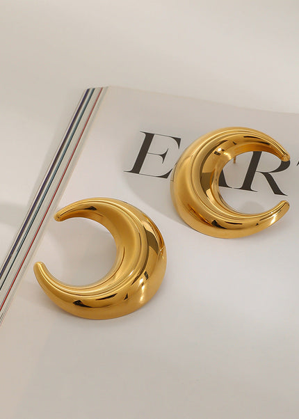 Jieding European and American stainless steel gold earrings luxury moon stud titanium steel earrings earrings cross-border jewelry