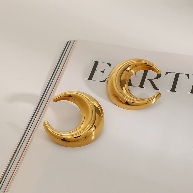 Jieding European and American stainless steel gold earrings luxury moon stud titanium steel earrings earrings cross-border jewelry