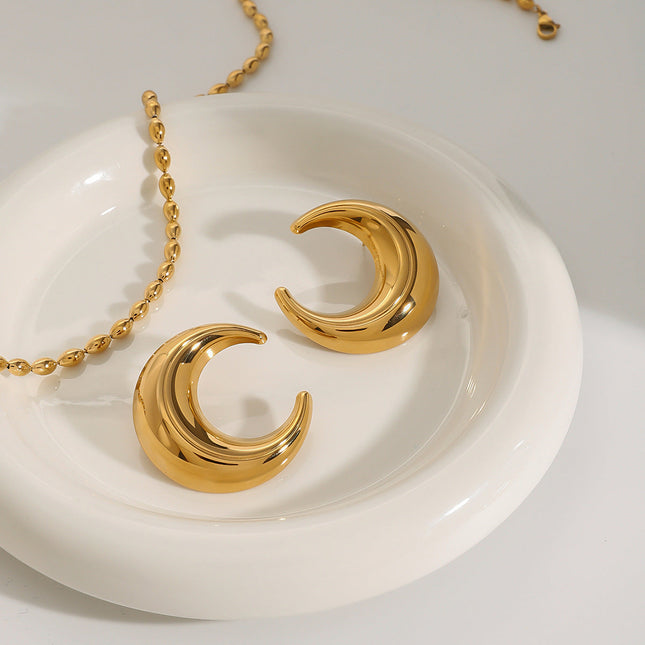 Jieding European and American stainless steel gold earrings luxury moon stud titanium steel earrings earrings cross-border jewelry