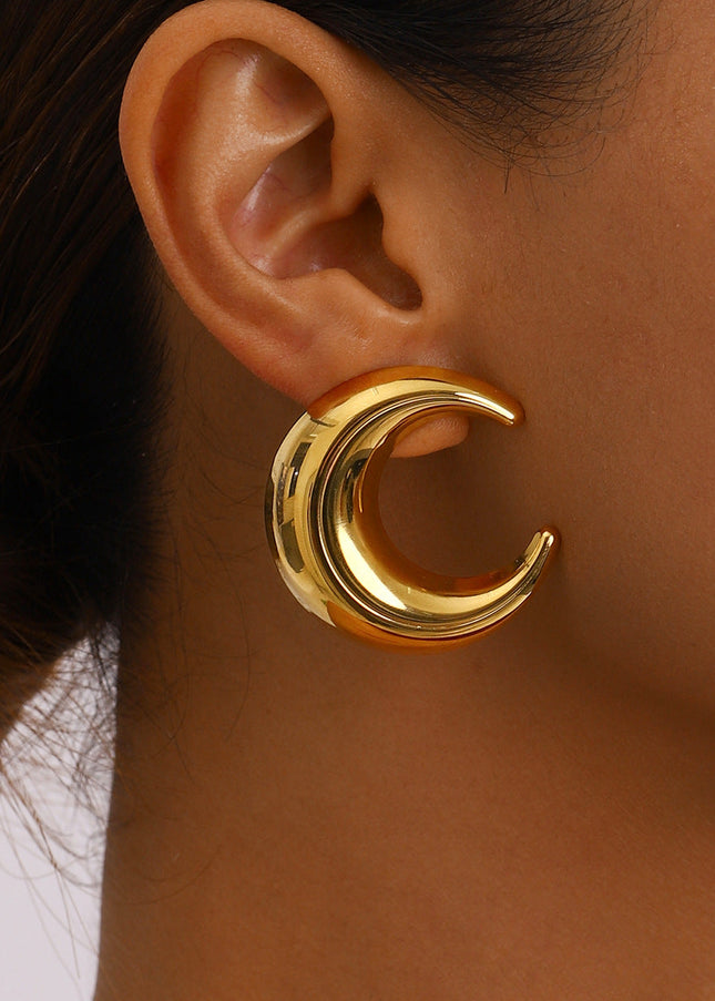 Jieding European and American stainless steel gold earrings luxury moon stud titanium steel earrings earrings cross-border jewelry