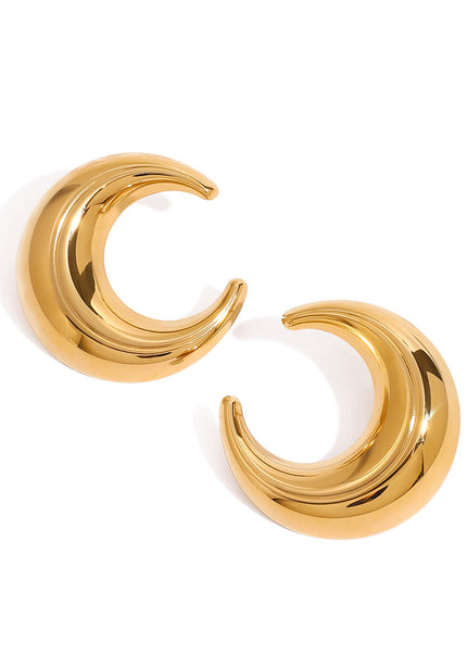 Jieding European and American stainless steel gold earrings luxury moon stud titanium steel earrings earrings cross-border jewelry