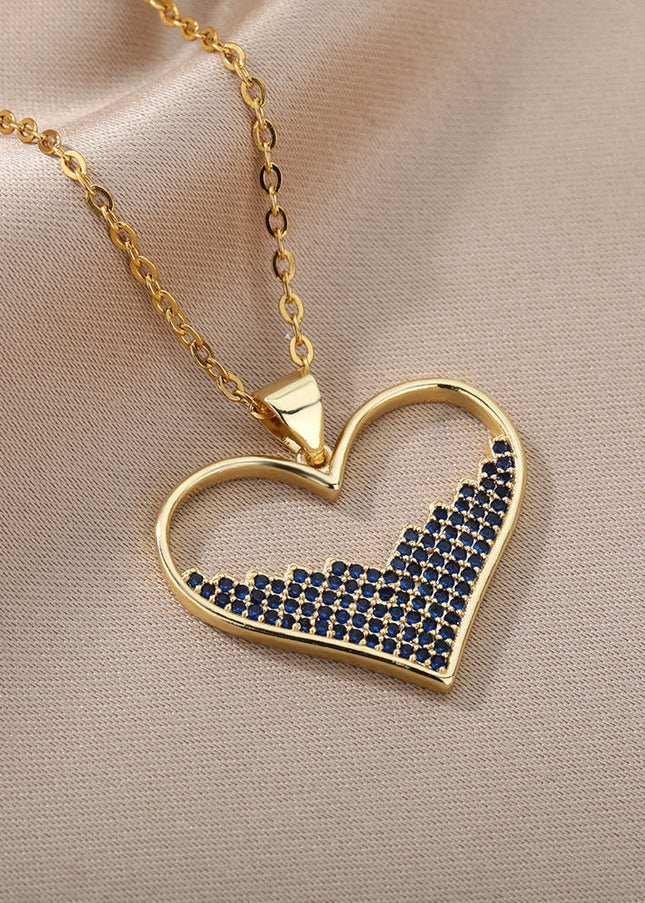 SOUVOIR SOUVOIR Necklaces Labasa Pendant Necklace | Gold Zirconia White Stone Heart Chain