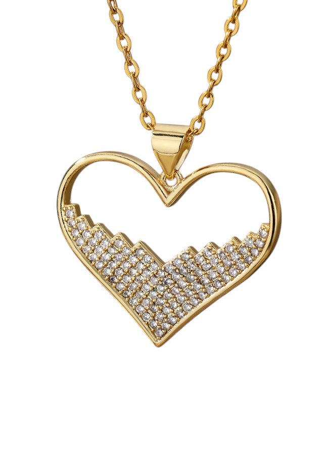 Labasa Pendant Necklace | Gold Zirconia White Stone Heart Chain