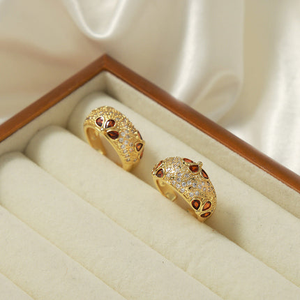 European and American new palace style retro light luxury copper material inlaid with zircon open ring fashion high-end jewelry women