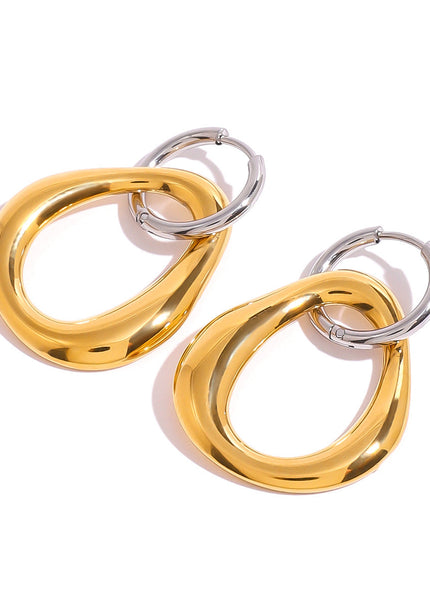 Jieding European and American stainless steel, gold and silver, contrasting geometric earrings, cold style, simple and versatile earrings, personality errings