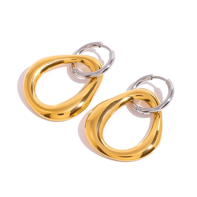 Jieding European and American stainless steel, gold and silver, contrasting geometric earrings, cold style, simple and versatile earrings, personality errings