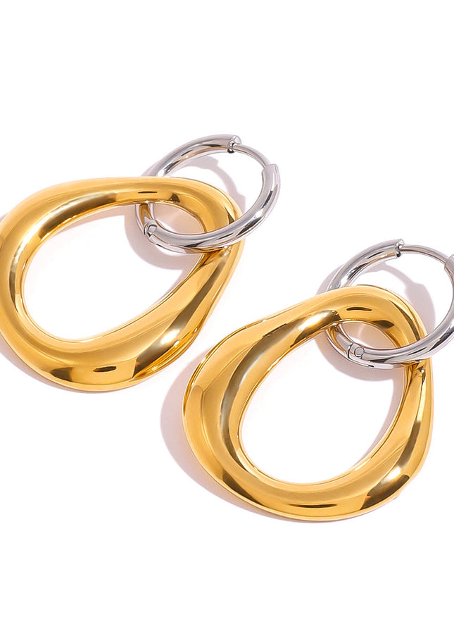 Jieding European and American stainless steel, gold and silver, contrasting geometric earrings, cold style, simple and versatile earrings, personality errings