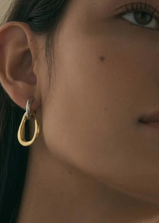 Jieding European and American stainless steel, gold and silver, contrasting geometric earrings, cold style, simple and versatile earrings, personality errings