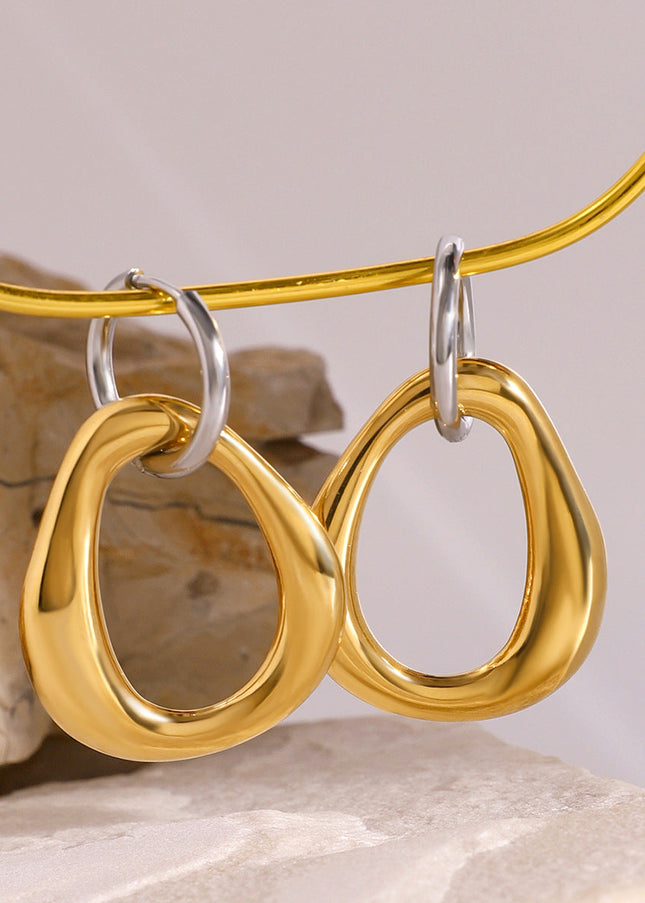 Jieding European and American stainless steel, gold and silver, contrasting geometric earrings, cold style, simple and versatile earrings, personality errings