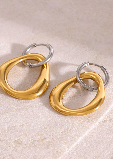 Jieding European and American stainless steel, gold and silver, contrasting geometric earrings, cold style, simple and versatile earrings, personality errings