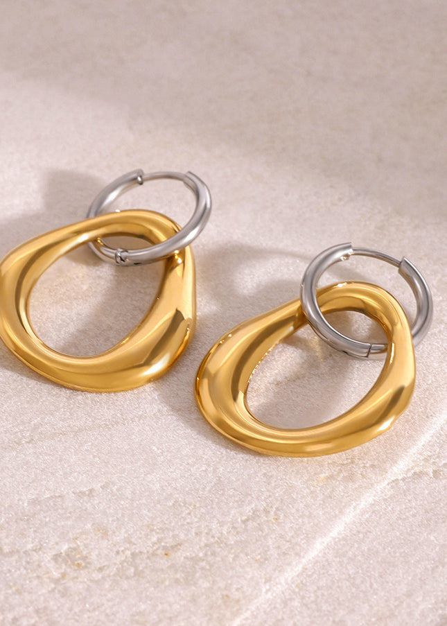 Jieding European and American stainless steel, gold and silver, contrasting geometric earrings, cold style, simple and versatile earrings, personality errings