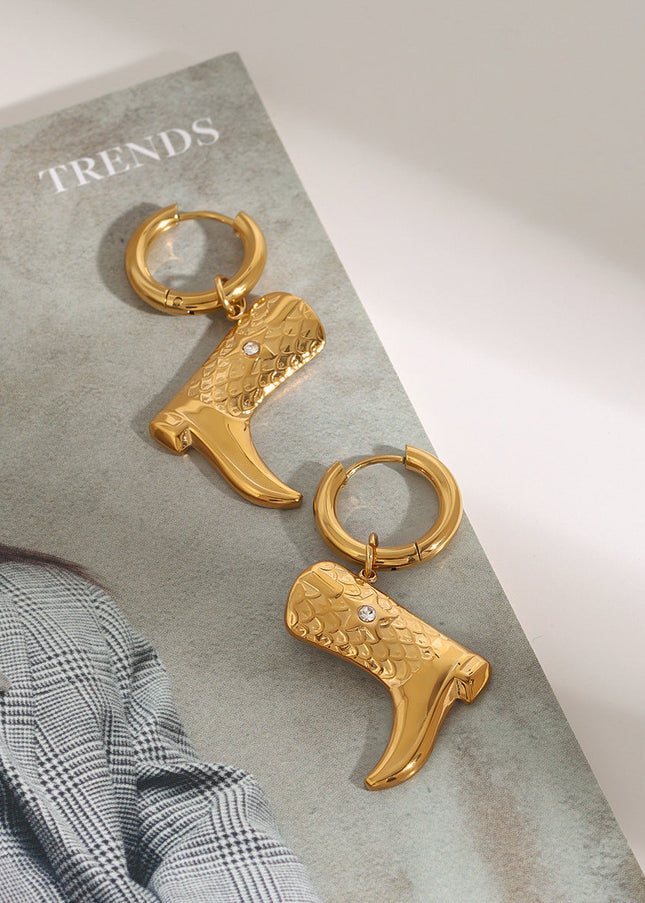 Jieding European and American 18k gold titanium steel earrings, light luxury, high-end earrings, non-fading earrings, cross-border stainless steel jewelry