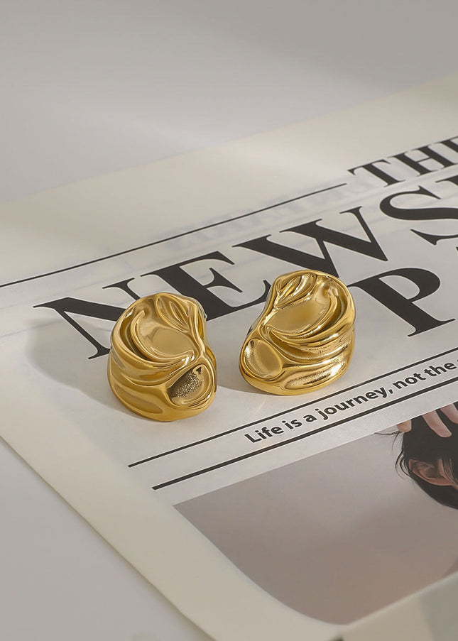 Jieding European and American titanium steel stud earrings, light luxury, high-end earrings, non-fading earrings, stainless steel 18k gold jewelry, cross-border