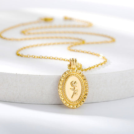 Laisse Pendant Necklace | Gold Rose Flower Chain - Gold - Necklaces