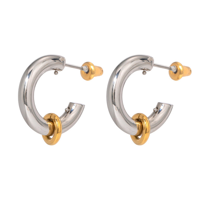 Jieding European and American earrings, stainless steel earrings, high-end jewelry, cross-border 18k gold electroplating, non-fading, double C stud earrings, women