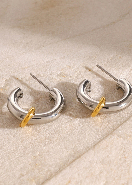 Jieding European and American earrings, stainless steel earrings, high-end jewelry, cross-border 18k gold electroplating, non-fading, double C stud earrings, women