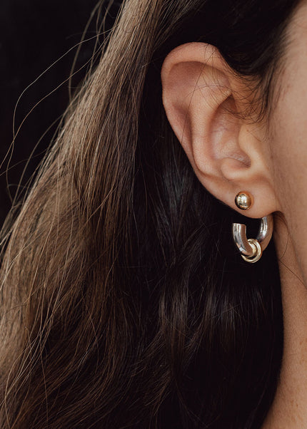 Jieding European and American earrings, stainless steel earrings, high-end jewelry, cross-border 18k gold electroplating, non-fading, double C stud earrings, women