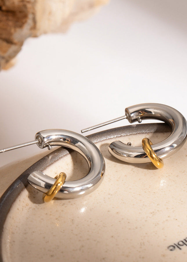 Jieding European and American earrings, stainless steel earrings, high-end jewelry, cross-border 18k gold electroplating, non-fading, double C stud earrings, women