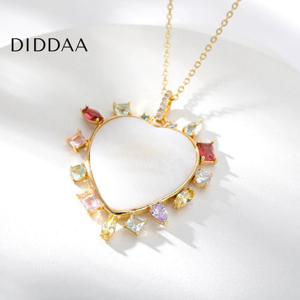 Lasting Pendant Necklace | Gold Zirconia Stone Heart Chain - Necklaces