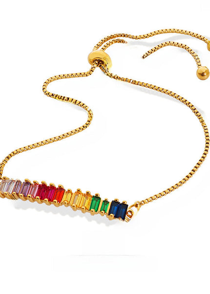 European and American ins style neutral minimalist send lover color zircon bracelet emerging non-fading texture titanium steel gold-plated chain