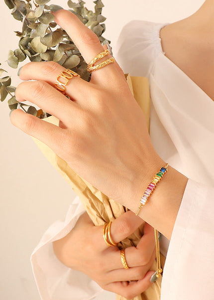 European and American ins style neutral minimalist send lover color zircon bracelet emerging non-fading texture titanium steel gold-plated chain