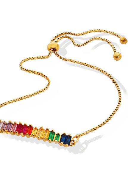 European and American ins style neutral minimalist send lover color zircon bracelet emerging non-fading texture titanium steel gold-plated chain